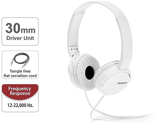 Sony MDR-ZX110A Wired On Ear Headphone without Mic (White) Sony MDR-ZX110A Wired On Ear Headphone without Mic (White)